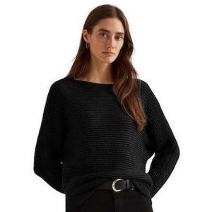 Ralph Lauren Womens Dolman-Sleeve Boatneck Metallic Sweater